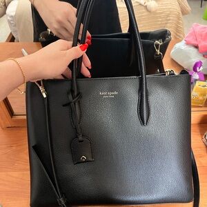 Kate Spade Black Tote with Gold Hardware and Detachable Strap